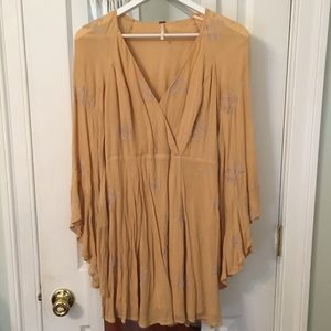 Free people long sleeve mustard yellow dress